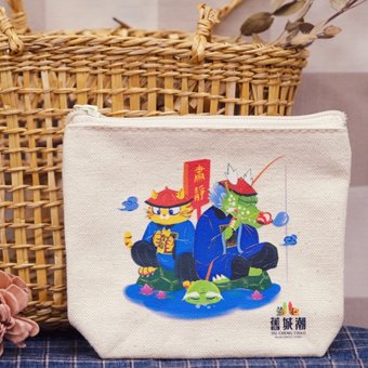 左營蓮池潭-龍虎帆布拉鍊零錢包(小) 《Zuoying Lotus Pond - Dragon and Tiger Canvas Zipper Coin Purse (Small) 》