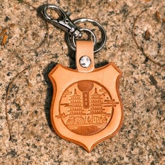 舊城潮皮革鑰匙圈-龍虎塔 《Old City Trendy Leather Keychain - Dragon and Tiger Pagodas》
